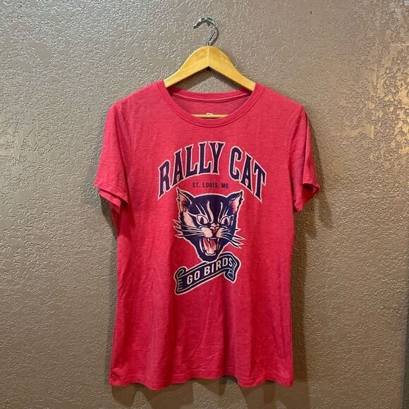 108 Stitches Rally Cat Women’s XL Red Short Sleeve Shirt - Picture 2 of 5